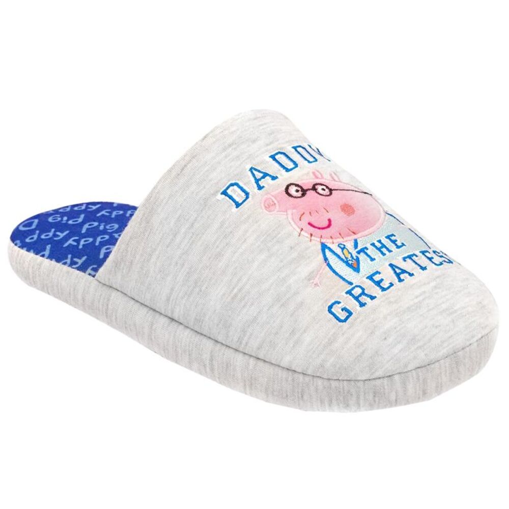 Peppa Pig Mens Daddy Slippers / Gray/Blue/Pink